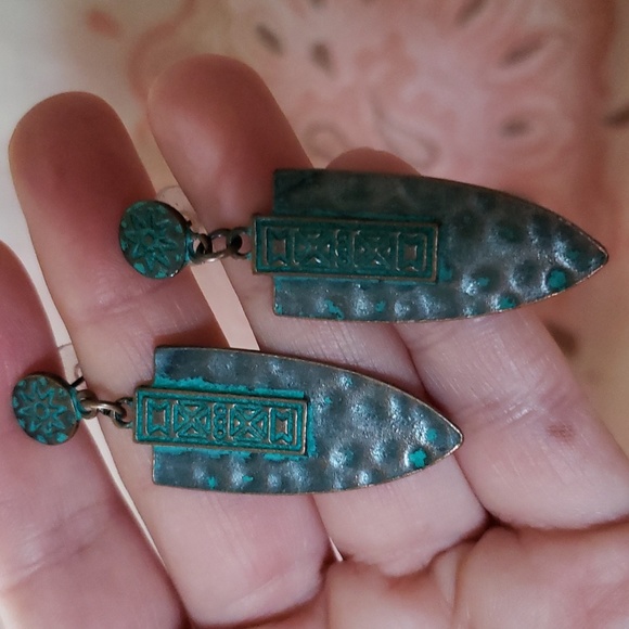 Tribal Arrow Earrings Native American Arrowhead Style - Picture 2 of 9